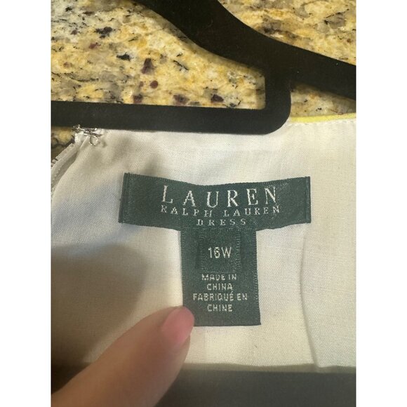 Ralph Lauren Fit Flare Floral Dress Square Neck Pockets Cotton Plus Size 16 - Picture 8 of 14